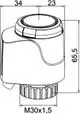 Thermischer Stellantrieb mit einem kompakten Design. M30x1,5 Gewinde und 230V Anschluss. Hergestellt von IMI Hydronic Engineering für präzise Heizungsregulierung.